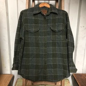 Krazy Kat Plaid Wool Button Front Shirt w/Pockets